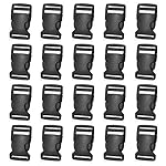 20 Pack 1 Inch Flat Side Quick Release Plastic Buckles ( Black )