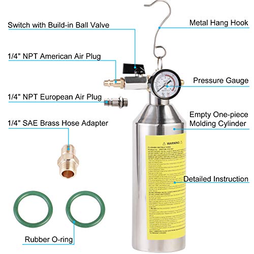 JIFETOR AC Flush Kit, Car Air Conditioner System Clean Canister Flushing Gun Tool Set, for Auto