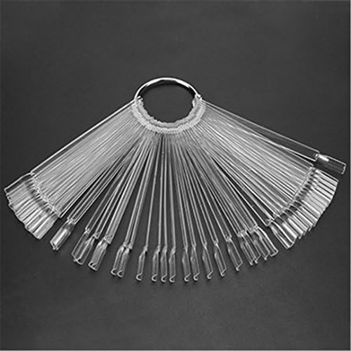 50Pcs Practice False Nail Art Tips Display Transparent Natural Chart DIY Fake Stickers Acrylic UV Gel Polish Manicure Salon clear with Ring