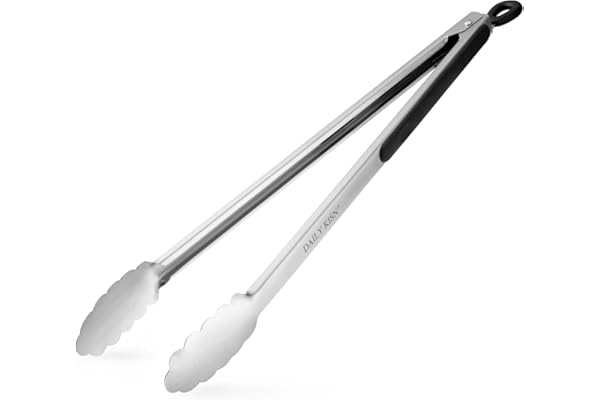 Grill Tongs, 17 Inch Extra Long BBQ Tongs, Premium Stainless Steel Metal Tongs for Cooking, Grilling, Barbecue/BBQ, Buffet (1