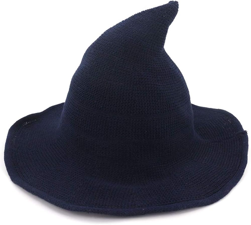 Kaariss Womens Witch Hat Knitted Wool Cap for Halloween Party Masquerade Cosplay Costume Accessory and Daily, Black at  Women’s Clothing store