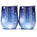 NEWBEA 2pcs Wine Tumbler with Lid, 12 Oz Double Wall Vacuum Insulated Stemless Glass, Stainless Steel Wine Cup for Wine, Coffee, Drinks, Champagne, Cocktails