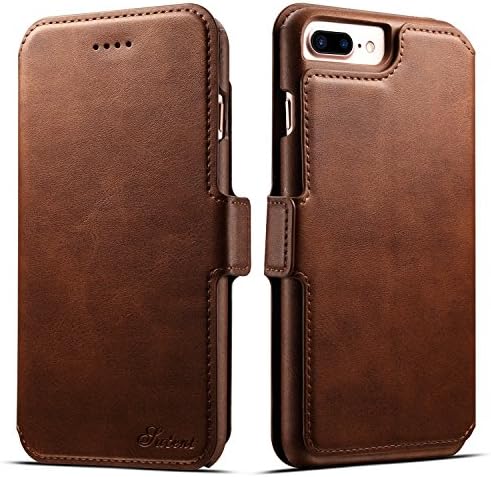 Wallet Phone Case Flip Protective Card Holder Cover Kickstand Folio Cover for iphone8 plus case Brown