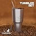 MalloMe Tumbler 30 oz. Double Wall Stainless Steel Vacuum Insulated - Travel Mug [Crystal Clear Lid] Water Coffee Cup [Straw Included] For Home,Office,School - Works Great for Ice Drink, Hot Beverage