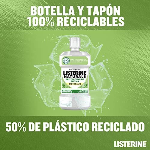 Listerine naturals - enxaguante bucal, proteção gengival, sabor suave, 500 ml