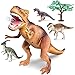 DISCOVERY KIDS 5 Piece T-Rex Dinosaur Collection Toy Set, Features 15 Inch Tyrannosaurus Rex Figure, Real Life Roar Sound Effects W/Action Arm, Raptor Included, An Educational Gift For Children