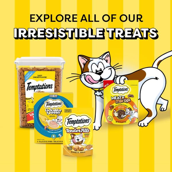 TEMPTATIONS LICKABLE SPOONS, SOFT LICKABLE CAT TREATS, ADULT WET CAT TREATS, SAVORY SALMON AND TEMPTING TUNA FLAVOR, 8 SPOONS, PACK OF 12 (96 TOTAL)