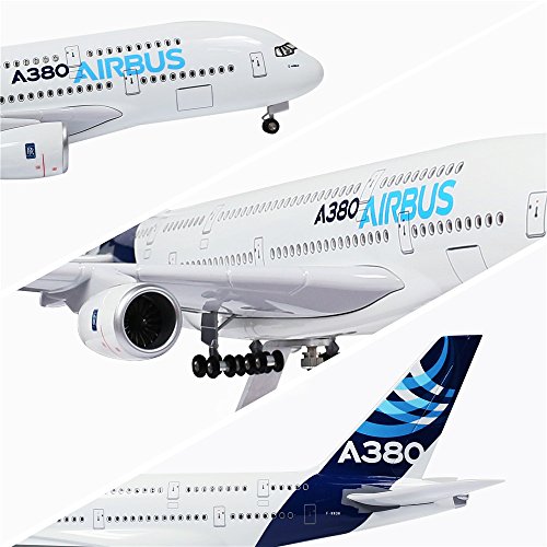 24-Hours 18” 1:160 Scale Airplane Kit A380 Model Plane Collection with LED Light(Touch or Sound Control) for Decoration or Gift