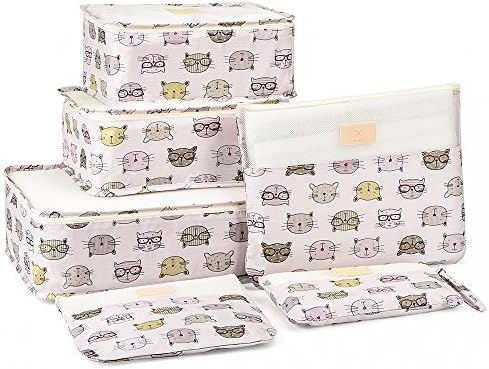 6 Set Packing Cubes，Compression Travel Luggage Organizers with Laundry Bag Shoes Bag for Carry-on Luggage, Suitcase and Backpacking Accessories