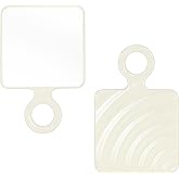 Funerom Square Hand Mirror Handheld Mirror with Handle Hand Mirror for Women (Beige, 9 x 5.9 inch)