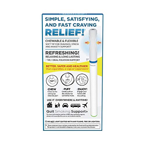 Quit Smoking Aid Oxygen Inhaler + Soft Tip Chewable Filter to Help Curb Cravings, Nicotine Free Non-Addictive Stop Smoking Support & Oral Fixation Relief (1 Pack, Menthol)