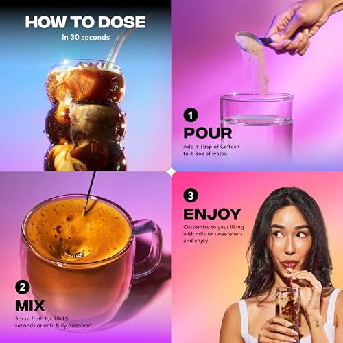 Everyday Dose Premium Adaptogenic Mushroom Coffee with Grass-Fed Collagen, Chaga, Lions Mane & L-Theanine for Better Focus, Energy, Digestion, Skin, and Immunity 30 Servings