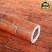 17.7" X 393" Lependor Decorative Wallpaper Self-Adhesive Wallpaper Lengthen Red Brick Printed Stick Paper Easy to Apply Peel and Stick Wallpaper - 17.71" X 32.8 ft