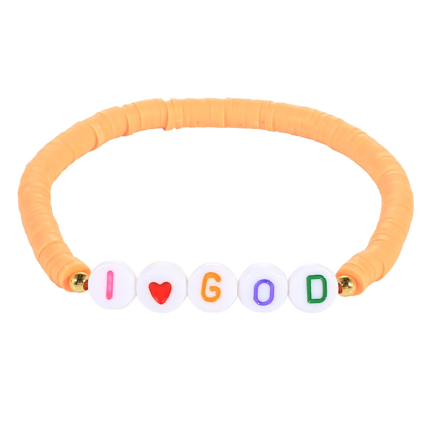 C·QUAN CHI Heishi Stretch Bracelets Handmade Beads Bracelets Fashion Charm Love Bracelets for Womens 12H