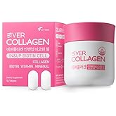 Ever Collagen in&UP Biotin Cell, Low Molecular Marine Fish Collagen Peptides Tablets with Vitamin Selenium Supplements - Healthy Skin, Hair, Nail for Women - Antioxidant Supplement