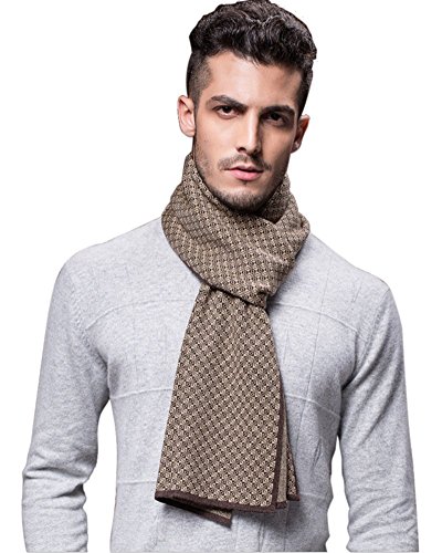 Insun Men's Casual Plaid Long Stretch Winter Warm Wool Scarves Coffee