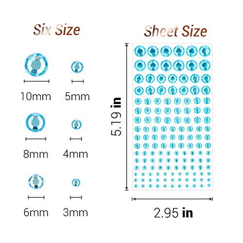 12 Sheets Gem Stickers, Gartful Colorful Round Rhinestone Stickers for Crafts Self Adhesive Jewel Sticker for Makeup, Nail, Craft & Art Project, Festival, 6 Sizes (3mm, 4mm, 5mm, 6mm, 8mm, 10mm)