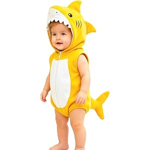 Funpally Baby Boy Girl Shark Costume Cute Halloween Outfit | Newborn Infant Sleeveless Romper Jumpsuit Cosplay Party Clothes