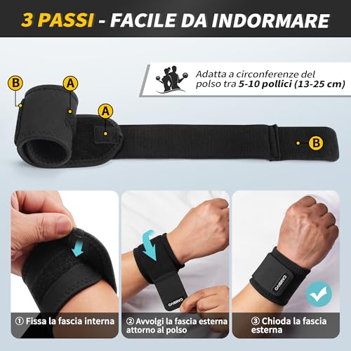 CAMBIVO Adjustable Gym Wrist Wraps 2 Pcs Wrist Stability Bands Weight Training Wrist Wraps for Weight Lifting, Fitness, Gym, Powerlifting, Bodybuilding, Calistenics