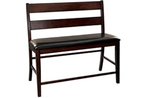 SNANA Lexicon Mantello Wood Counter Height Dining Bench with Back in Cherry, Red
