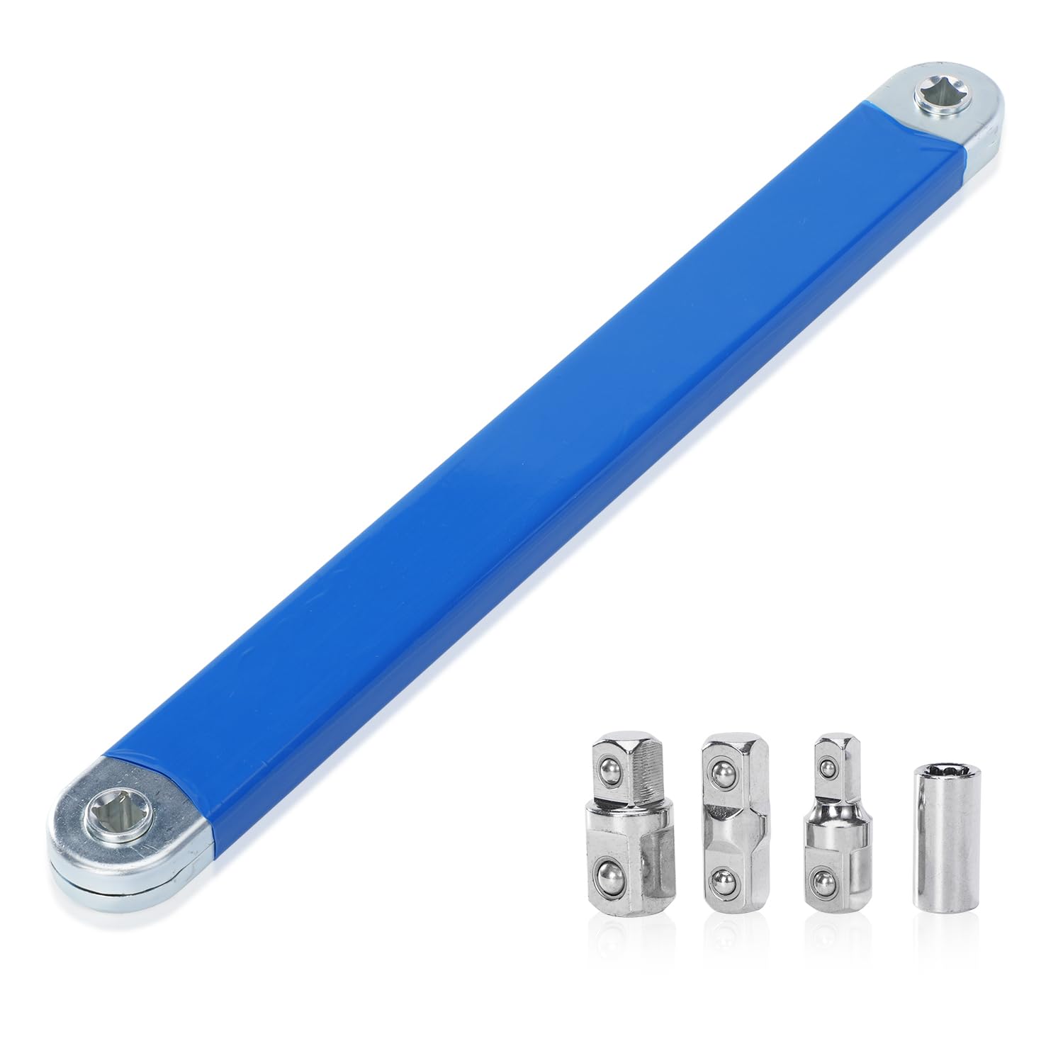 WISEPRO Offset Extension Wrench, Carbon Steel Ratchet Extension, Multifunctional Tight Reach Extension Wrench Set ith 1/2", 1/4" and 3/8" Drive Adapter