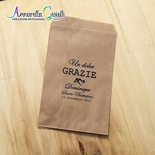 Sacchetti confettata personalizzati, a partire da 30 pezzi, carta kraft