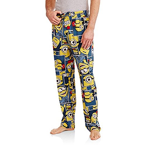 Despicable Me Minion Blocks Knit Graphic Sleep Lounge Pants,Blue/Yellow,Small