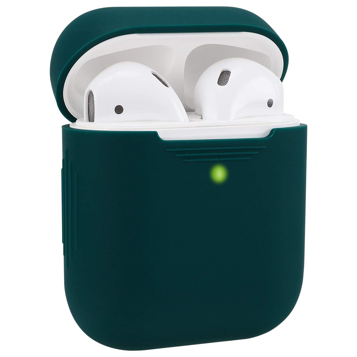 KOKOKA Case Cover Compatible with AirPods 2&1, Silicone Shockproof Case Cover for Airpods 2&1 Front LED Visible Support Wireless Charging, Dark Green