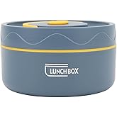TOPINCN 440ml Food Warm Lunch Container, Stainless Steel Thermal Lunch Container Portable Thermal Cooking Pot Double Layer Box Round Shape Food Container for Office (Microwave