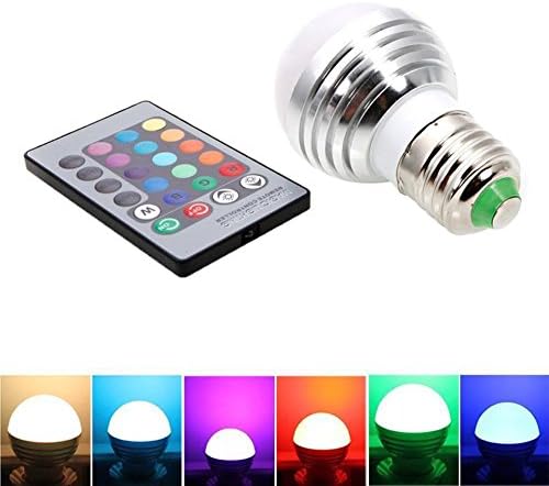 5PCS Leader Lead Standard E27 Screw Base Color Changing Dimmable 3W RGB LED Light Bulb with IR Remote Controller, 16 Colors for option, Memory Function Included, Keep Same Color when Restart, Save Your Trouble