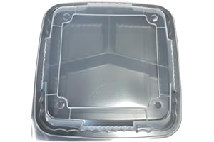 DHG PROFESSIONAL 8" x 8" x 3", 3 Compartment Tray with Translucent Vented Lid. Combo Pack (Tray and Lid). 75 Trays and 75 Lids. Pebble (3-Compartment)
