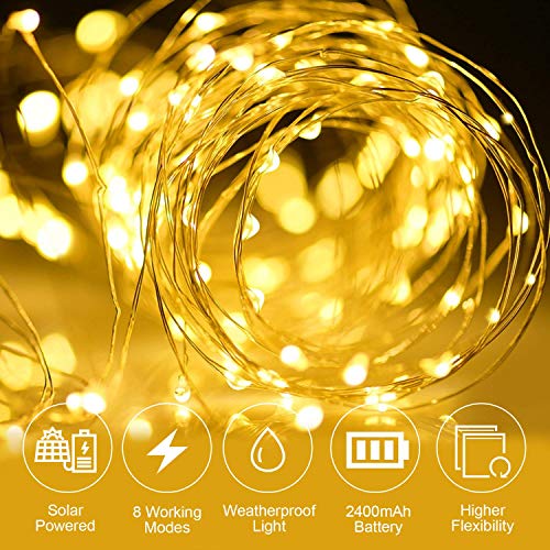 Solar Patio Umbrella String Lights, Umbrella Lights Solar Powered Bright 8 Modes 104 LED Lights Included 3xAA Rechargeable Battery, for Outdoor Beach Deck TV DIY Garden Party Christmas Decoration - Thumbnail 4