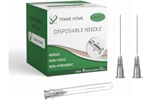 YEMAR HOME 22 Gauge Needle, 22g 1.5 Inch Needle, 22g Needle，（100Pack） Hypodermic Needles for Injections， Scientific Labs， 22 Gauge 1.5 Inch Needle