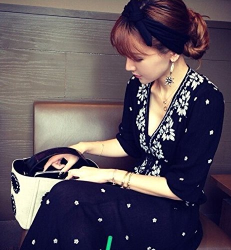 Ewandastore Women's Elastic Rabbit Ear Headband Turban Headwrap Knotted Soft Twisted Headband Cross Knot Hair Bands(Yellow)