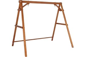 VINGLI Heavy Duty 660 LBS Wooden Swing Frame with Extra Bottom Connection Board, Upgraded A-Frame Porch Swing Bench Stand for Indoor & Outdoor (Brown)