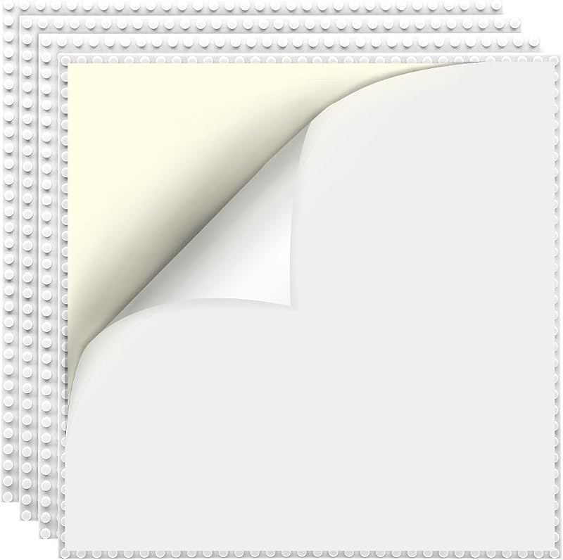 Lekebaby White Peel and Stick Baseplates 4 Pack 25.5 x 25.5 cm Compatible