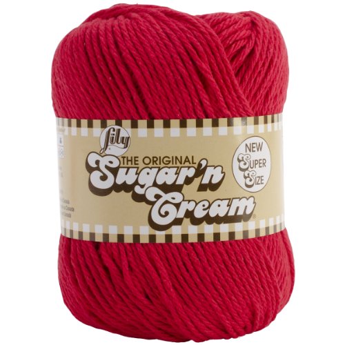 Lily Sugar 'N Cream Super Size Yarn, 4 Ounce, Red, Single Ball