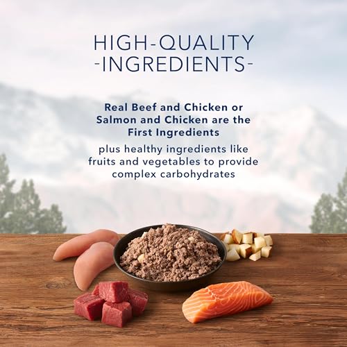 BLUE BUFFALO WILDERNESS HIGH PROTEIN BEEF AND CHICKEN & SALMON AND CHICKEN WET DOG FOOD VARIETY PACK FOR ADULT DOGS, GRAIN-FREE, 12.5 OZ CANS (6 PACK)