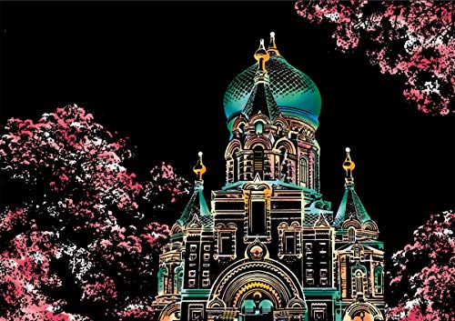 Pobec Scratch Art, Scratch Art Paper DIY Night View Scratchboard for Adult and Kids, with Scratch Paper Pens/Black Brush,8.2''x11.4'' (Cherry Blossom) - Thumbnail 5