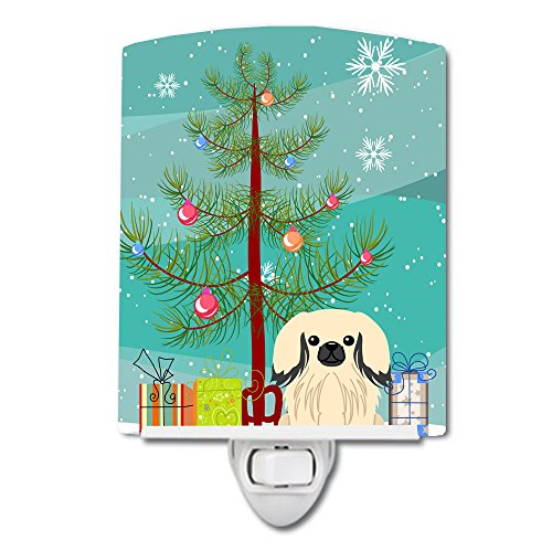 Caroline's Treasures BB4231CNL Merry Christmas Tree Pekingese Cream Ceramic Nig…