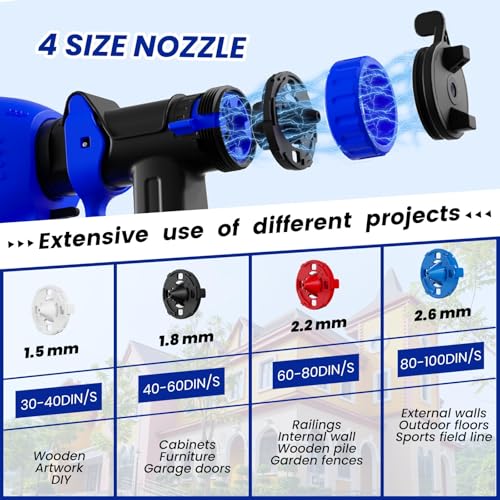 Cordless Paint Sprayer Compatible with Dewalt 20V MAX Battery, Electric Spray Paint Gun with 3 Spray Patterns & 4 Nozzles, 1200ml HVLP Spray Gun with Brushless Motor for House Painting (No Battery)