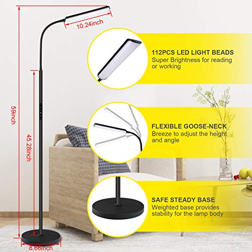 Dimunt LED Floor Lamp, Bright 15W Floor Lamps for Living Room with 1H