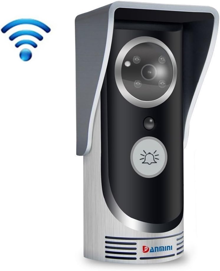 Danmini WiFi Video Doorbell, Wireless Intercom Door Phone Viewer Camera with Digital Peephole, PIR Night Vision & Motion Detection for Smartphone Home Security Monitoring