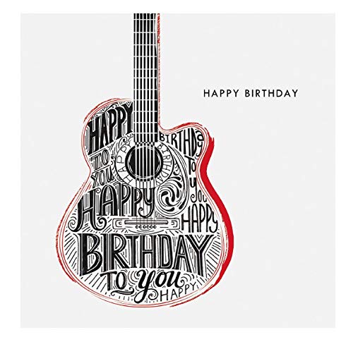 The Birthday Collection Contemporary Male Illustrated Birthday Card From by Museums & Galleries - Birthday Guitars by Jo Spicer - Greeting Card for Him (MG-OBH117)