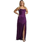 David's Bridal Charmeuse Cowl Neck Sheath Dress with Slit