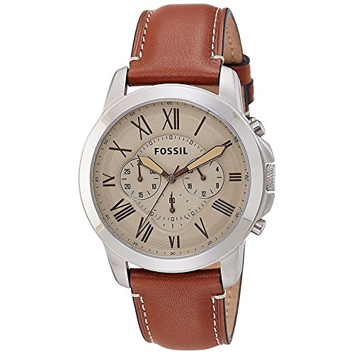 Fossil Men's FS5118 Stainless Steel Watch with Brown Leather Band