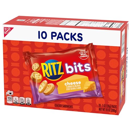 RITZ BITS CHEESE SANDWICH CRACKERS, LUNCH SNACKS, 10 SNACK PACKS