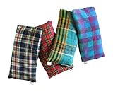 Scented Eye Pillows - Pack of (4) - Soft Cotton Flannel 4 x 8.5 - Organic Lavender Flax Seed - Plaid - red blue green yellow