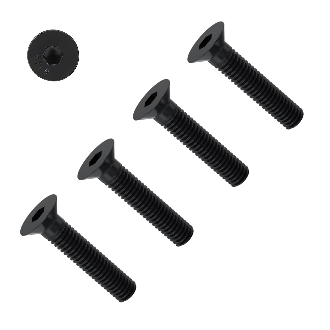 TERF® M12 X 50mm Hex Socket Countersunk Black Machine Screw M12 (12mm) X 50mm Allen Key Bolts Hexagonal Socket Countersunk Machine Screws - Pack of 4