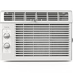 hOme 5000 BTU Window Mounted Air Conditioner - Compact 7-speed Window AC Unit Small Quiet Mechanical Controls 2 Cool and Fan Settings with Installation Kit Leaf Guards Washable Filter - Indoor Room AC
